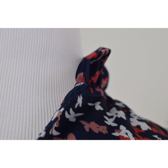 Vintage 80s Navy Floral Polyester Pullover Blouse size S - Picture 4 of 10